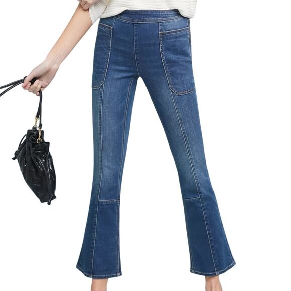 Anthropologie Pilcro High Rise Cropped Bootcut Jeans Women's 25 Patchwork - Picture 2 of 16